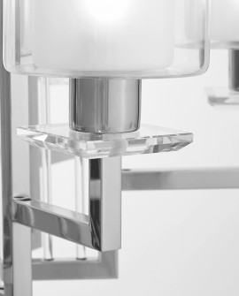 stylowa lampa wisząca do jadalni chrom szkło geometryczna konstrukcja producent Lumina Deco designerski model Manhattan