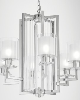 nowoczesna lampa wisząca chromowana z transparentnymi kloszami oświetlenie sufitowe do wnętrz eleganckich seria Manhattan od Lum