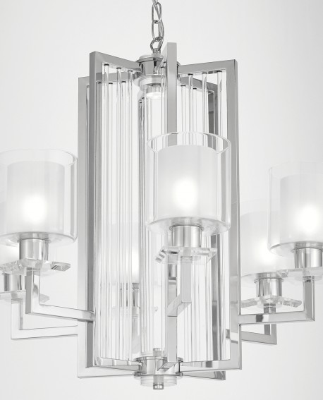 nowoczesna lampa wisząca chromowana z transparentnymi kloszami oświetlenie sufitowe do wnętrz eleganckich seria Manhattan od Lum