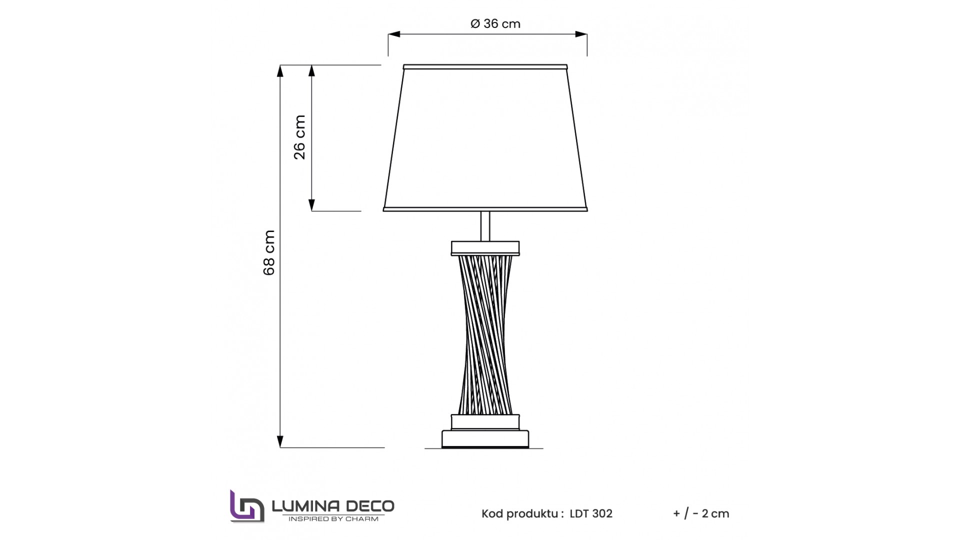 LAMPA NOCNA GLAMOUR CZARNO-MOSIĘŻNA VILLANOVA