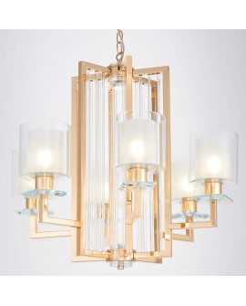 designerska lampa wisząca złota z wieloma punktami światła do jadalni styl glamour kolekcja MANHATTAN marki LuminaDeco
