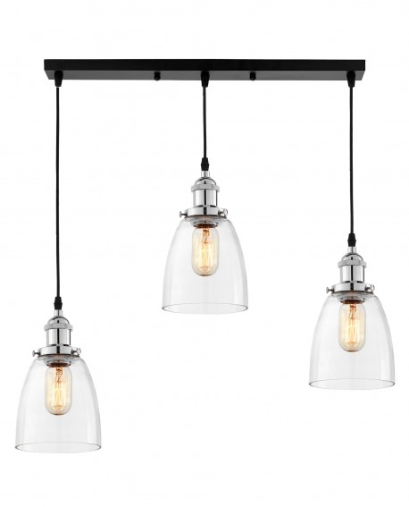 POTRÓJNA LAMPA WISZĄCA LOFT CHROMOWANA FABI W3 PRO