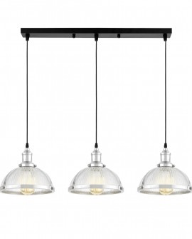 POTRÓJNA LAMPA WISZĄCA LOFT CHROMOWANA BRICO W3 PRO