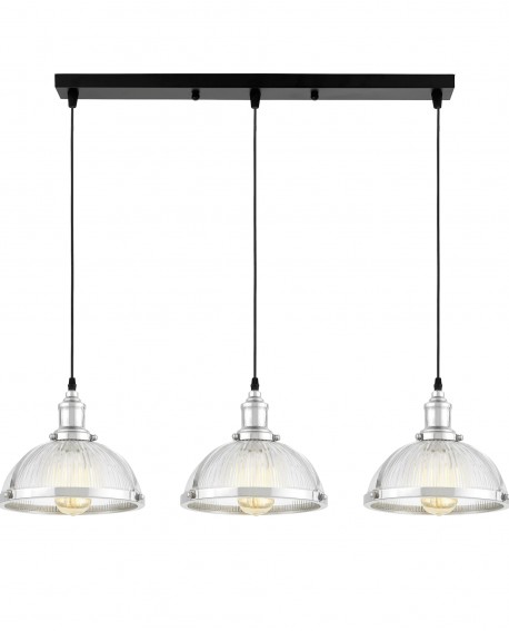 POTRÓJNA LAMPA WISZĄCA LOFT CHROMOWANA BRICO W3 PRO