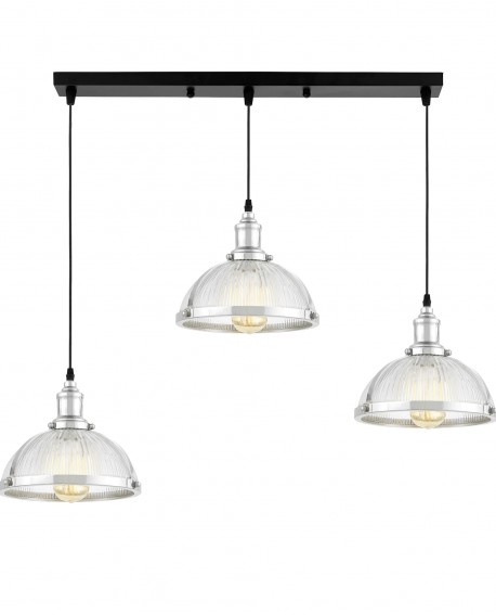 POTRÓJNA LAMPA WISZĄCA LOFT CHROMOWANA BRICO W3 PRO