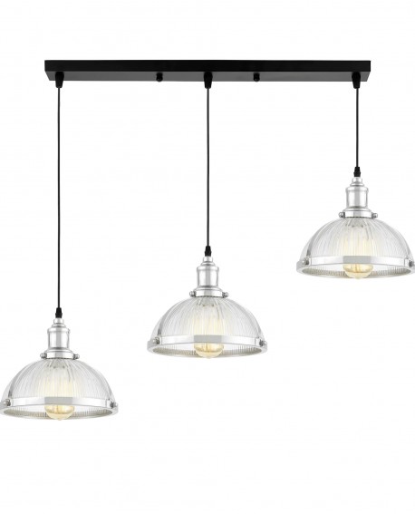 POTRÓJNA LAMPA WISZĄCA LOFT CHROMOWANA BRICO W3 PRO