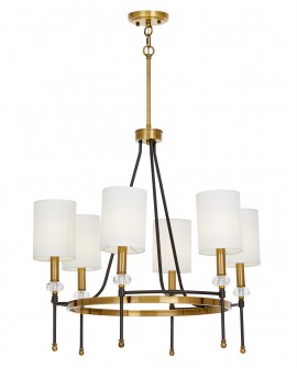 nowoczesny żyrandol kryształowy do jadalni w kolorze czerni i mosiądzu seria rodezio w6 marki lumina deco