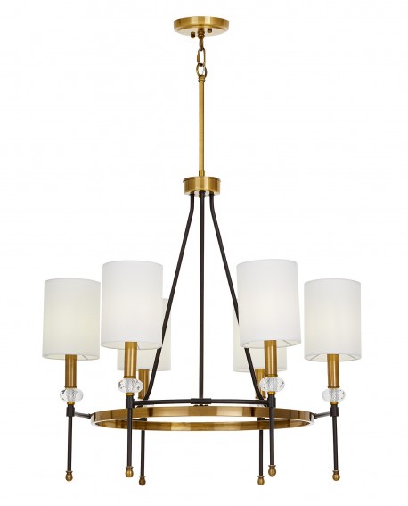 czarno mosiężny żyrandol kryształowy z sześcioma kloszami do salonu producent lumina deco model rodezio w6