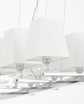 NOWOCZESNA LAMPA WISZĄCA BIAŁO-CHROMOWANA RAVERA
