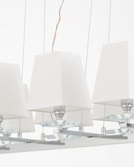 NOWOCZESNA LAMPA WISZĄCA BIAŁO-CHROMOWANA RAVERA
