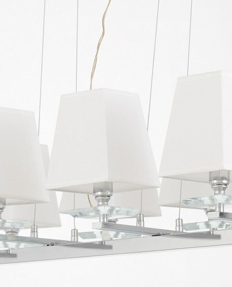 NOWOCZESNA LAMPA WISZĄCA BIAŁO-CHROMOWANA RAVERA