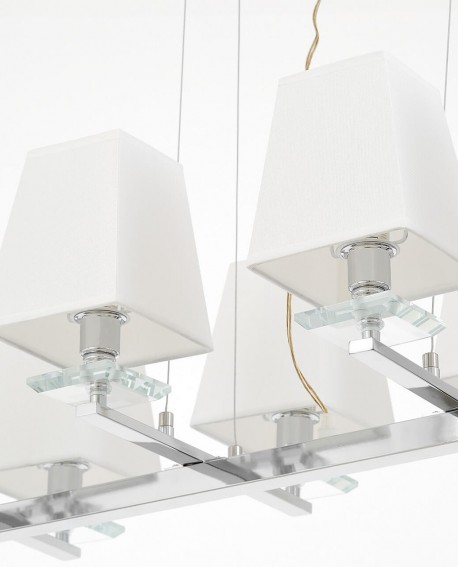 NOWOCZESNA LAMPA WISZĄCA BIAŁO-CHROMOWANA RAVERA