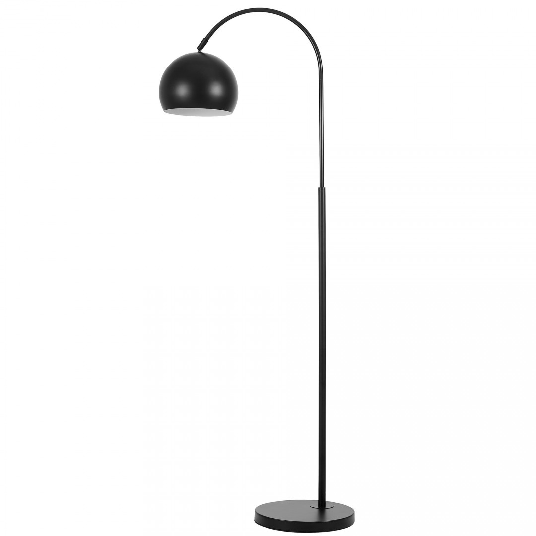 czarna lampa podłogowa widok całości smukła konstrukcja z łukowym ramieniem i półkulistym kloszem lampa Lampit model NEVO C1