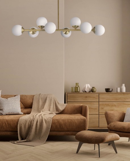 NOWOCZESNA LAMPA SUFITOWA WISZĄCA SZCZOTKOWANE ZŁOTO FINO W8