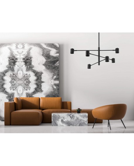 NOWOCZESNA LAMPA SUFITOWA WISZĄCA CZARNA DORA W6