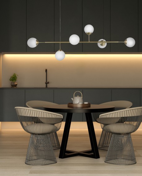 NOWOCZESNA LAMPA WISZĄCA SZCZOTKOWAZNE ZŁOTO FINO W6