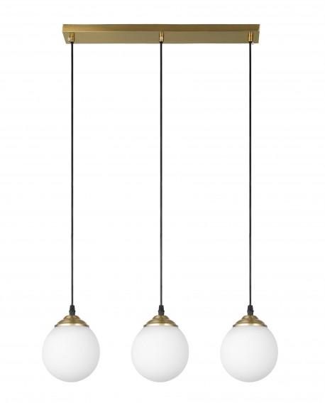 NOWOCZESNA POTRÓJNA LAMPA WISZĄCA SZCZOTKOWANE ZŁOTO FINO W3