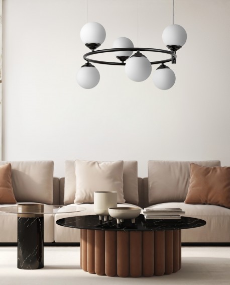 NOWOCZESNA LAMPA WISZĄCA CZARNA FINO RING W6