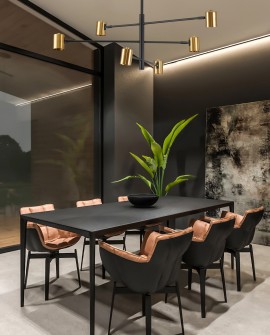 NOWOCZESNA LAMPA SUFITOWA WISZĄCA CZARNO-ZŁOTA DORA W6