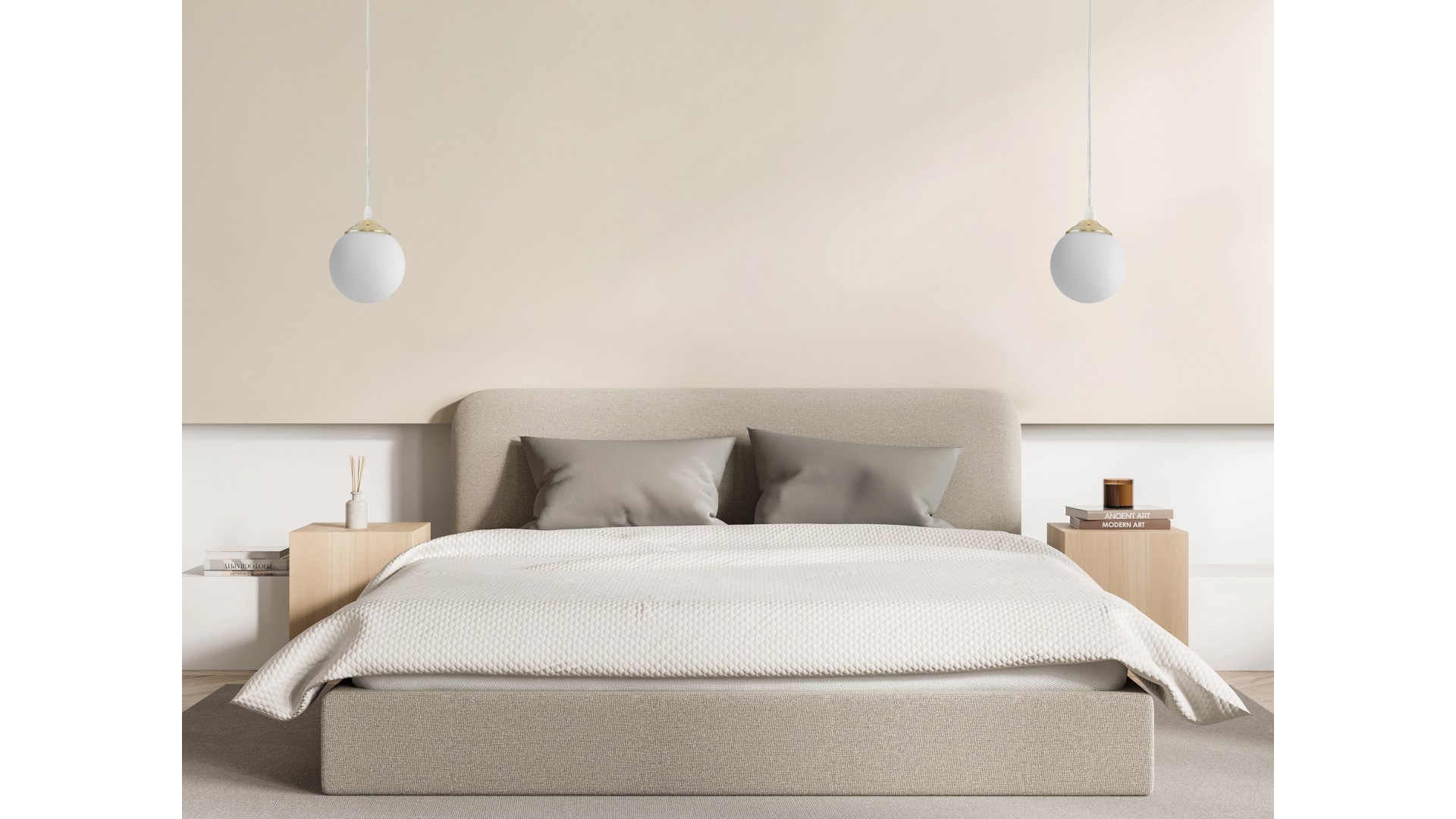 Minimalistyczne złote lampy wiszące FINO W1 do eleganckiej sypialni Lampit