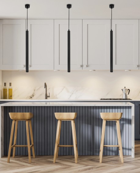 NOWOCZESNA LAMPA WISZĄCA CZARNA TUBA SLIM W1