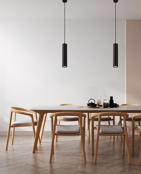 NOWOCZESNA LAMPA WISZĄCA CZARNA TUBA LINEO W1