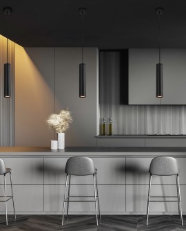 NOWOCZESNA LAMPA WISZĄCA CZARNA TUBA LINEO W1