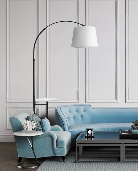 LAMPA STOJĄCA PODŁOGOWA CZARNO-BIAŁA MADEO