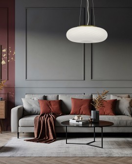 NOWOCZESNA LAMPA WISZĄCA BIAŁO-ZŁOTA MONARTE D38