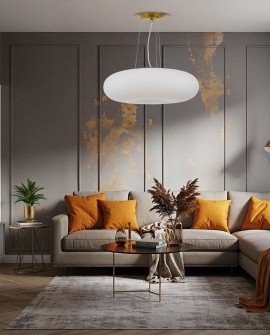 NOWOCZESNA LAMPA WISZĄCA BIAŁO-ZŁOTA BIANTE D48