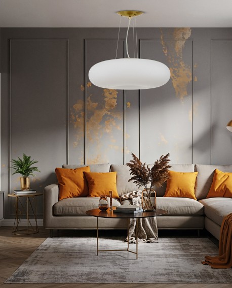 NOWOCZESNA LAMPA WISZĄCA BIAŁO-ZŁOTA BIANTE D48