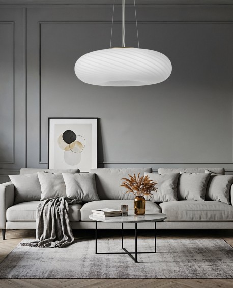 NOWOCZESNA LAMPA WISZĄCA BIAŁO-ZŁOTA MONARTE D48