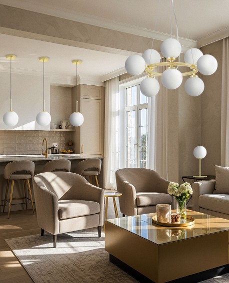 NOWOCZESNA LAMPA WISZĄCA KLASYCZNE ZŁOTO MARSIADA W9