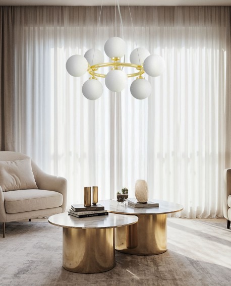 NOWOCZESNA LAMPA WISZĄCA KLASYCZNE ZŁOTO MARSIADA W9