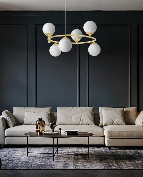 NOWOCZESNA LAMPA WISZĄCA KLASYCZNE ZŁOTO FINO RING W6