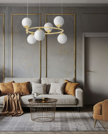 NOWOCZESNA LAMPA WISZĄCA KLASYCZNE ZŁOTO FINO RING W6