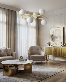 NOWOCZESNA LAMPA WISZĄCA KLASYCZNE ZŁOTO FINO RING W6