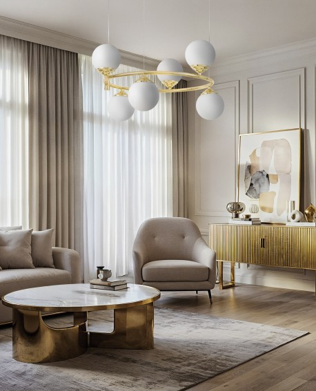 NOWOCZESNA LAMPA WISZĄCA KLASYCZNE ZŁOTO FINO RING W6