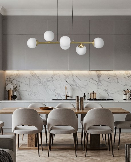 NOWOCZESNA LAMPA WISZĄCA SZCZOTKOWANE ZŁOTO FINO W6