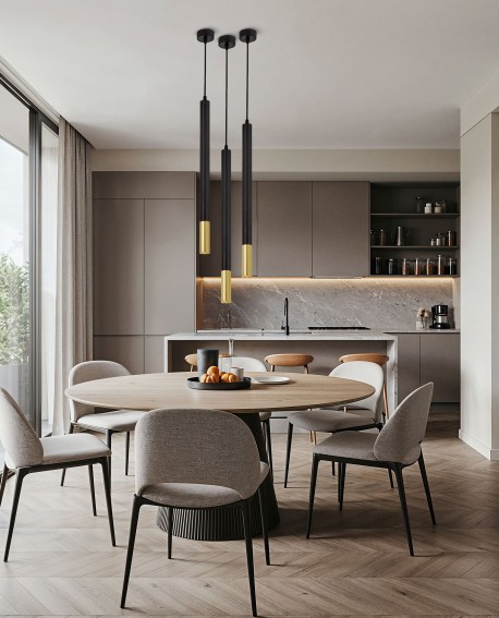 NOWOCZESNA LAMPA WISZĄCA CZARNO-ZŁOTA TUBA SLIM W1