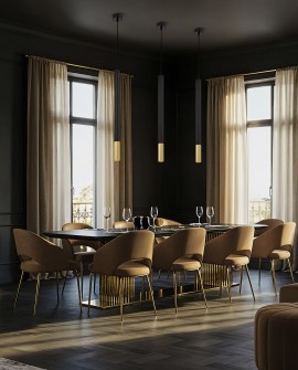 NOWOCZESNA LAMPA WISZĄCA CZARNO-ZŁOTA TUBA SLIM W1