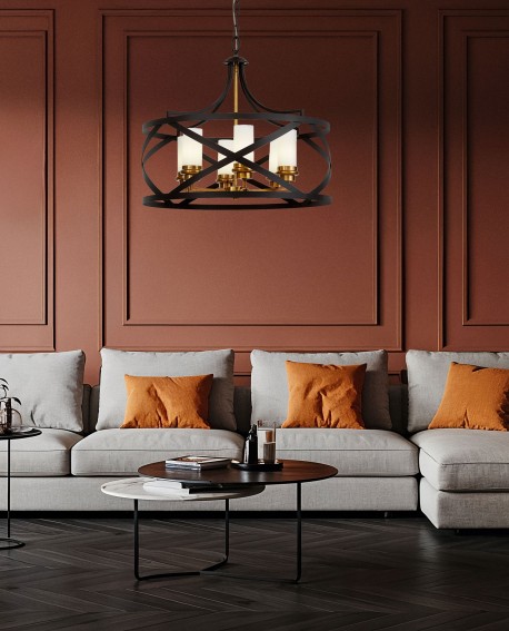 LAMPA WISZĄCA LOFT CZARNO-MOSIĘŻNA ASTILA W6