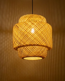 SUFITOWA LAMPA WISZĄCA BOHO PLECIONY ŻYRANDOL 40 CM