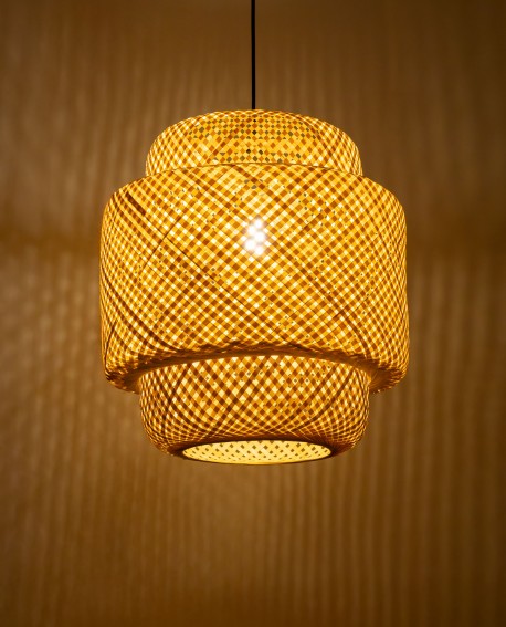 SUFITOWA LAMPA WISZĄCA BOHO PLECIONY ŻYRANDOL 40 CM
