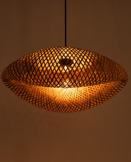 SUFITOWA LAMPA WISZĄCA BOHO PLECIONY ŻYRANDOL 40 CM