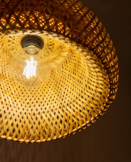 SUFITOWA LAMPA WISZĄCA BOHO PLECIONY ŻYRANDOL 40 CM