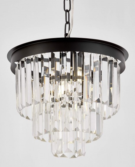 NOWOCZESNY ŻYRANDOL KRYSZTAŁOWY CZARNY CAPRIA D30