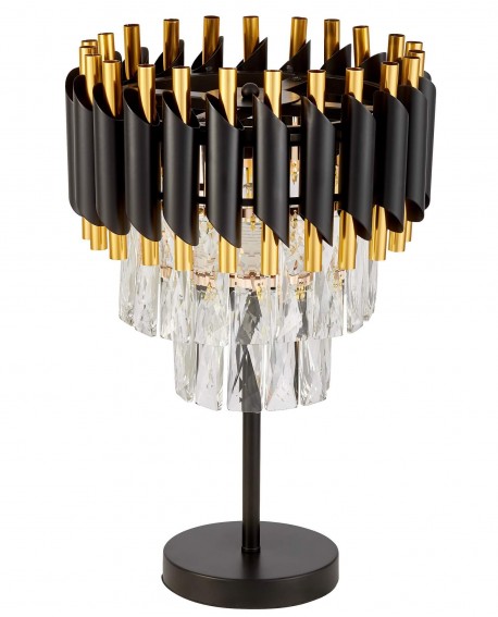 LAMPA NOCNA KRYSZTAŁOWA CZARNO-ZŁOTA MAZINI
