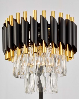 LAMPA NOCNA KRYSZTAŁOWA CZARNO-ZŁOTA MAZINI