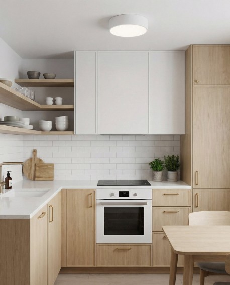 biała lampa sufitowa plafon LED do kuchni oświetlenie montowane na suficie model Nevo D30 od producenta lampit